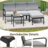Gartenmöbel 3-teiliges Balkonmöbel mit 2-Sitzer Sofa L-förmigem Sofa & Couchtisch Grau