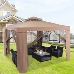 Gartenpavillon Gartenzelt CampingPartyzelt mit 4 Seitenwänden 300 x 300 x 265 cm
