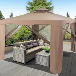 Gartenpavillon Gartenzelt CampingPartyzelt mit 4 Seitenwänden 300 x 300 x 265 cm