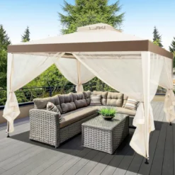Gartenpavillon Gartenzelt CampingPartyzelt mit 4 Seitenwänden 300 x 300 x 265 cm