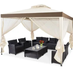 Gartenpavillon Gartenzelt CampingPartyzelt mit 4 Seitenwänden 300 x 300 x 265 cm