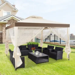 Gartenpavillon Gartenzelt CampingPartyzelt mit 4 Seitenwänden 300 x 300 x 265 cm