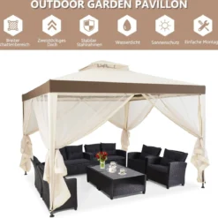 Gartenpavillon Gartenzelt CampingPartyzelt mit 4 Seitenwänden 300 x 300 x 265 cm