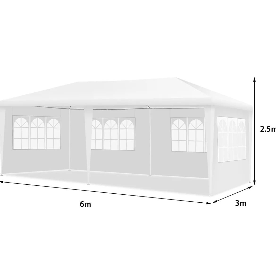Gartenpavillon Partyzelt mit 4 abnehmbaren Seitenwänden Pavillon Bierzelt UV-Schutz Gartenzelt 3 x 6m