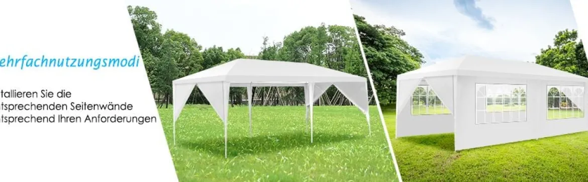 Gartenpavillon Partyzelt mit 4 abnehmbaren Seitenwänden Pavillon Bierzelt UV-Schutz Gartenzelt 3 x 6m