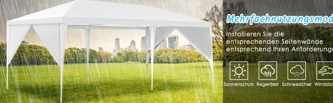Gartenpavillon Partyzelt mit 4 abnehmbaren Seitenwänden Pavillon Bierzelt UV-Schutz Gartenzelt 3 x 6m