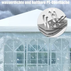 Gartenpavillon Partyzelt mit 4 abnehmbaren Seitenwänden Pavillon Bierzelt UV-Schutz Gartenzelt 3 x 6m