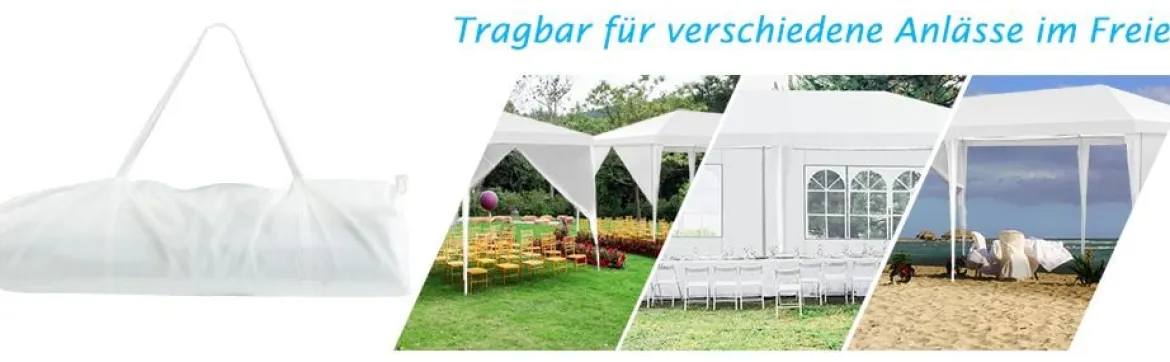 Gartenpavillon Partyzelt mit 4 abnehmbaren Seitenwänden Pavillon Bierzelt UV-Schutz Gartenzelt 3 x 6m