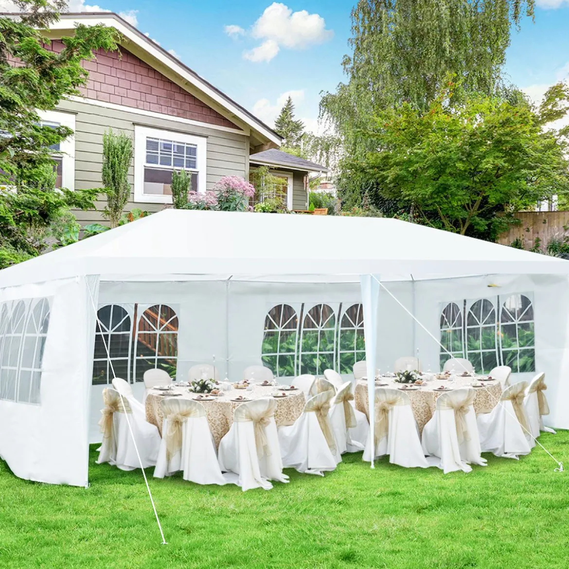 Gartenpavillon Partyzelt mit 4 abnehmbaren Seitenwänden Pavillon Bierzelt UV-Schutz Gartenzelt 3 x 6m