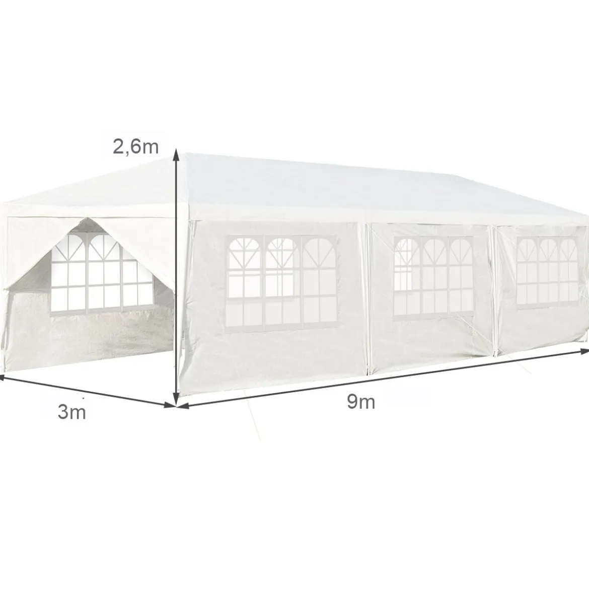Gartenpavillon 3x9m Partyzelt Gartenzelt UV-Schutz Zelt weiß