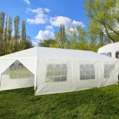 Gartenpavillon 3x9m Partyzelt Gartenzelt UV-Schutz Zelt weiß