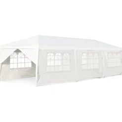 Gartenpavillon 3x9m Partyzelt Gartenzelt UV-Schutz Zelt weiß