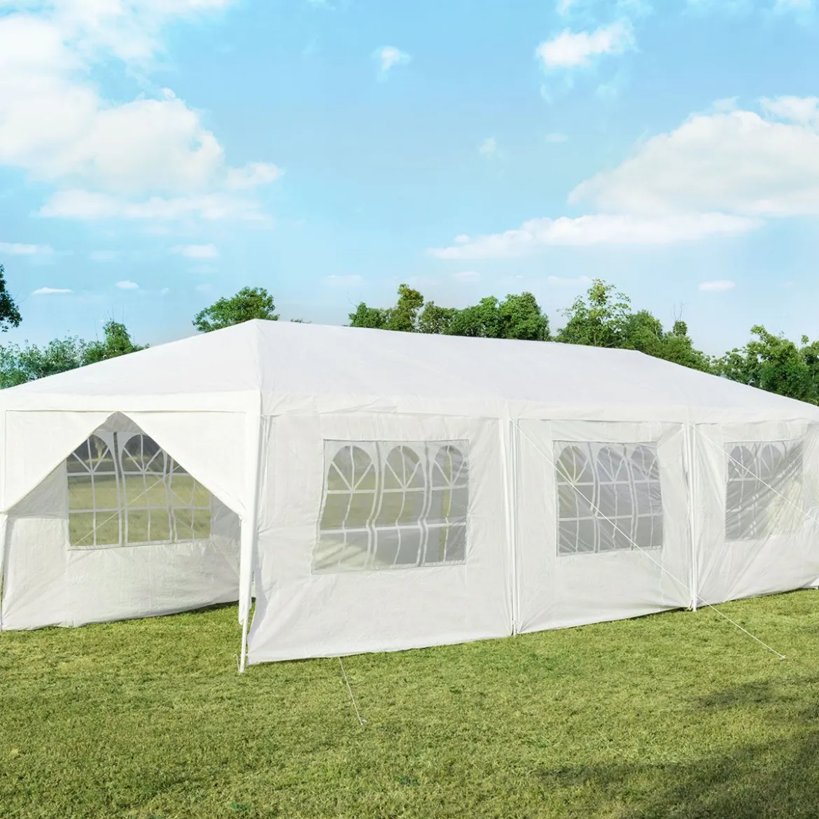Gartenpavillon 3x9m Partyzelt Gartenzelt UV-Schutz Zelt weiß
