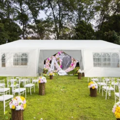 Gartenpavillon 3x9m Partyzelt Gartenzelt UV-Schutz Zelt weiß