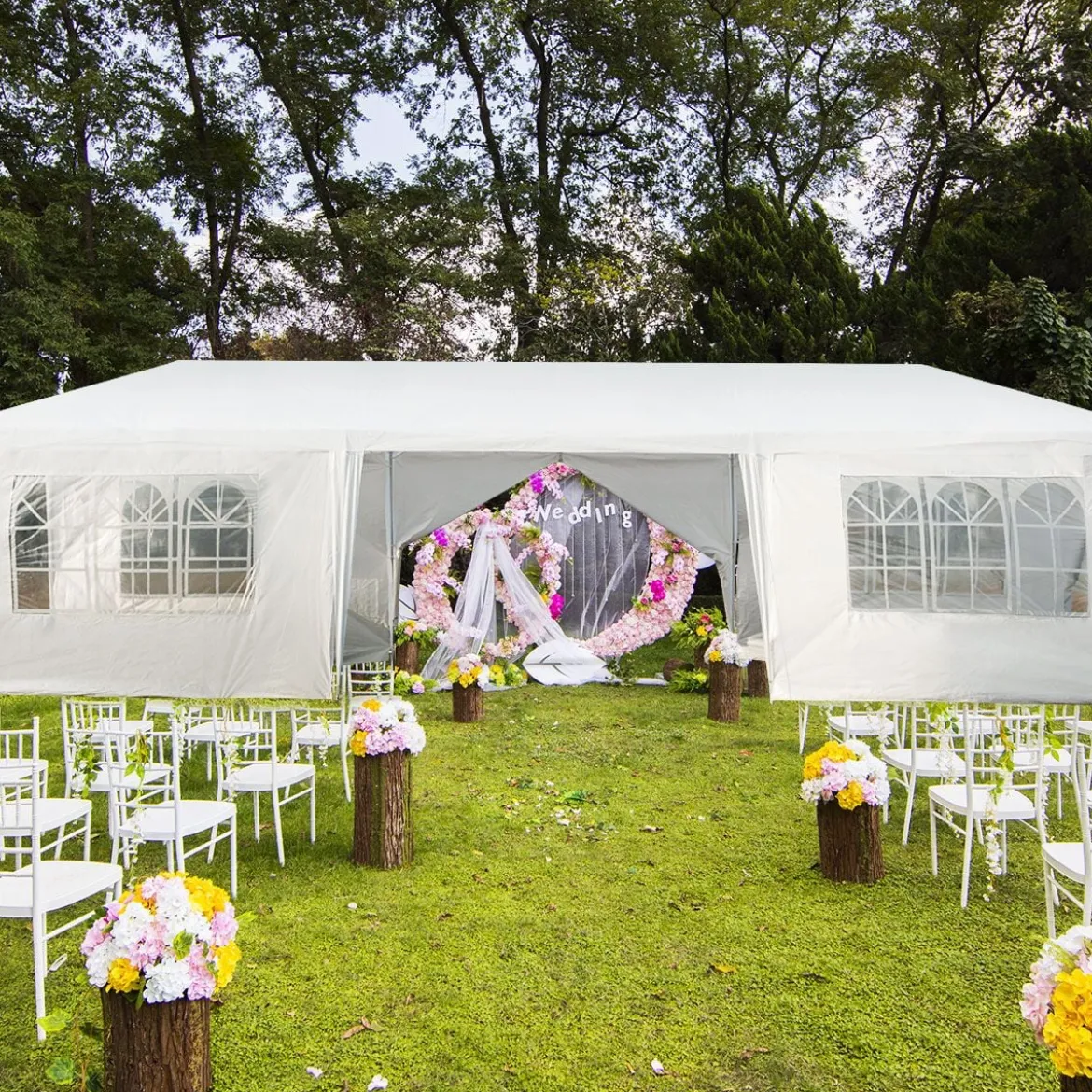 Gartenpavillon 3x9m Partyzelt Gartenzelt UV-Schutz Zelt weiß