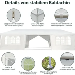 Gartenpavillon 3x9m Partyzelt Gartenzelt UV-Schutz Zelt weiß