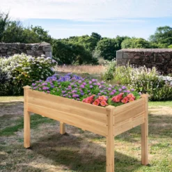 Garten-Pflanzkasten hölzernes Beet Gartenbeet Hochbeet Holz 125 x 59 x 76 cm Natur