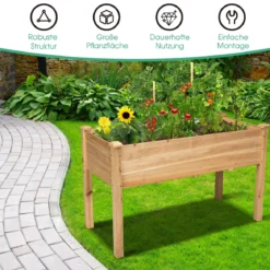 Garten-Pflanzkasten hölzernes Beet Gartenbeet Hochbeet Holz 125 x 59 x 76 cm Natur