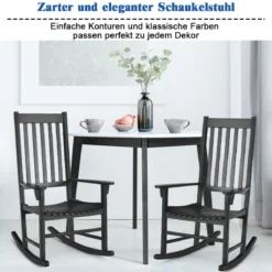 Garten Schaukelstuhl Holz Schwingsessel Outdoor-Schaukelstuhl 71 x 84 x 116 cm Schwarz