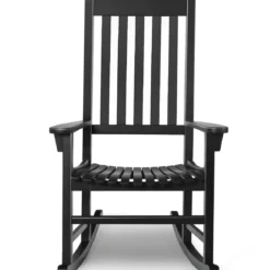 Garten Schaukelstuhl Holz Schwingsessel Outdoor-Schaukelstuhl 71 x 84 x 116 cm Schwarz