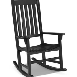 Garten Schaukelstuhl Holz Schwingsessel Outdoor-Schaukelstuhl 71 x 84 x 116 cm Schwarz
