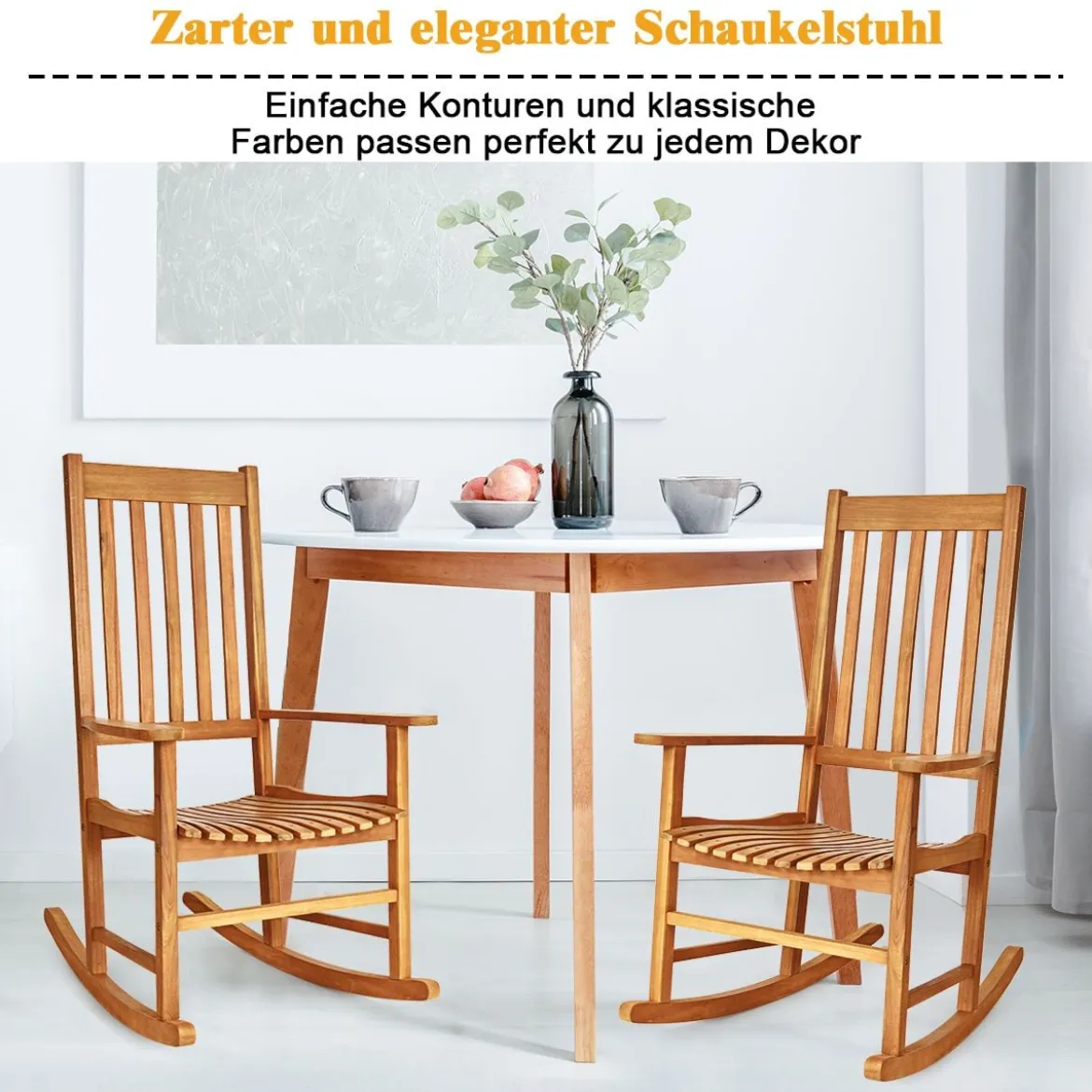 Garten Schaukelstuhl Holz Schaukelsessel Gartenstuhl Outdoor 71 x 84 x 116 cm Braun