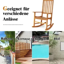 Garten Schaukelstuhl Holz Schaukelsessel Gartenstuhl Outdoor 71 x 84 x 116 cm Braun
