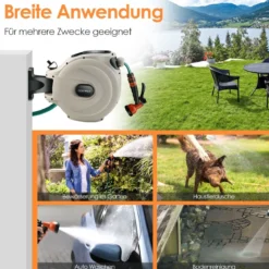 Gartenschlauch-Aufroller mit Wandhalterung 180˚ drehbare Halterung 1/2 Zoll 30m + 2m