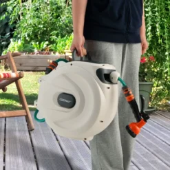 Gartenschlauch-Aufroller mit Wandhalterung 180˚ drehbare Halterung 1/2 Zoll 15m + 1m