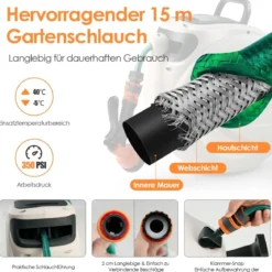 Gartenschlauch-Aufroller mit Wandhalterung 180˚ drehbare Halterung 1/2 Zoll 15m + 1m