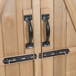 Gartenschrank aus Massivholz mit Schrägem Asphaltdach & Doppelt Türen & Regalen Gerätehaus
