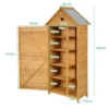 Gartenschrank Holz Geräteschuppen mit 5 Regalböden und Satteldach Outdoor Schrank Wetterfest 70 x 35,5 x 160 cm Natur