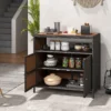 Gartenschrank Rattan Terrassenschrank mit Akazienholz-Arbeitsplatte Terrasse 90 x 53 x 86 cm Braun