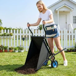 Gartenschubkarre mit Rad Faltbare Schubkarre mit Rutschfester Griff bis zu 40 kg Belastbar Schwarz
