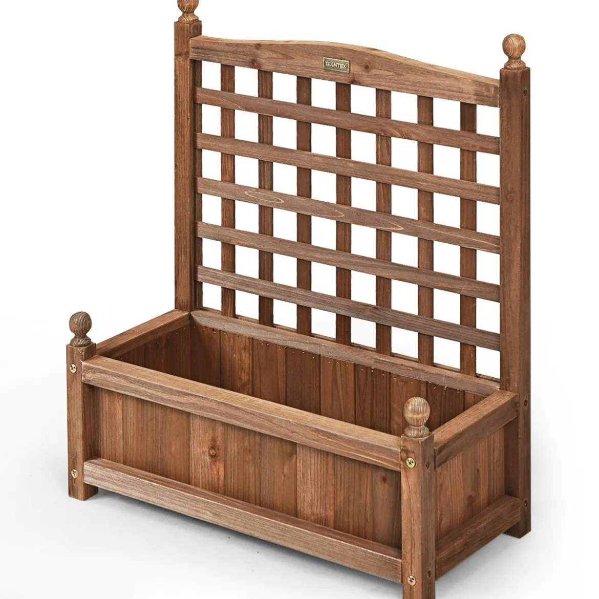 Gartenspalier Blumenkasten mit Rankgitter Massivholz-Pflanzgefäß 64,5 x 28 x 75 cm Dunkelbraun