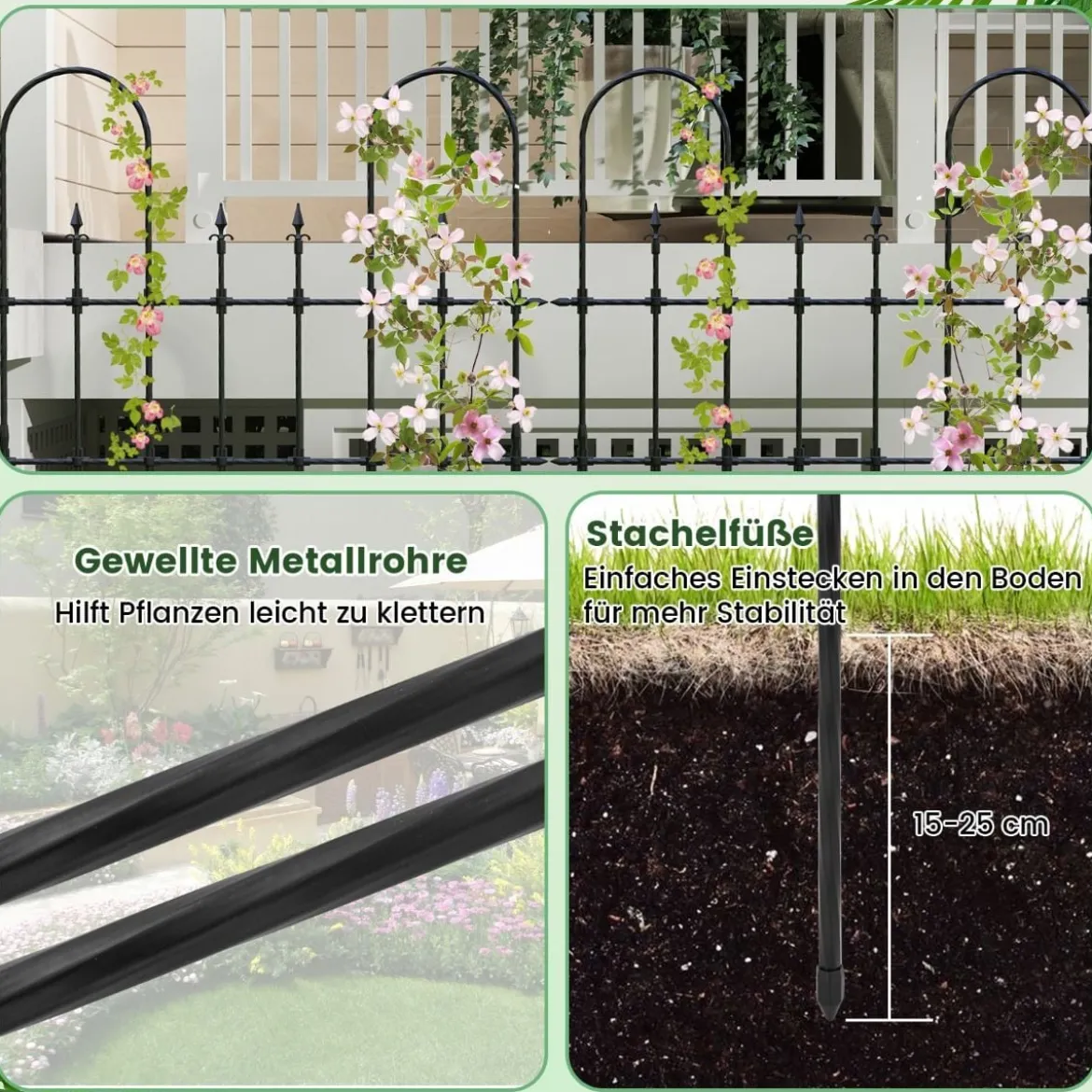 Garten Spalier für Kletterpflanzen Rostfreier Metall Pflanzenstützrahmen für Hochbeet