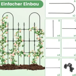 Garten Spalier für Kletterpflanzen Rostfreier Metall Pflanzenstützrahmen für Hochbeet
