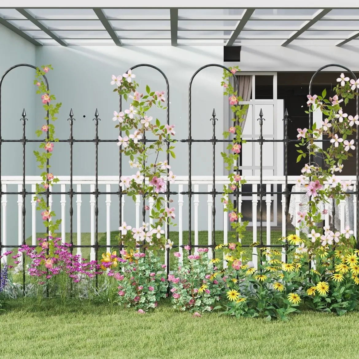Garten Spalier für Kletterpflanzen Rostfreier Metall Pflanzenstützrahmen für Hochbeet