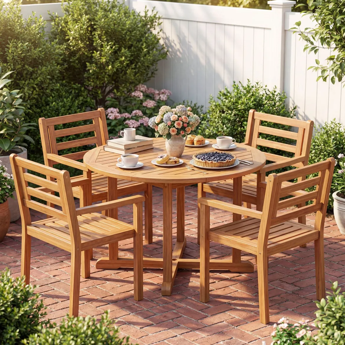 Gartenstühle Akazienholz 2er Set Holzstühle mit Rückenlehne & Armlehne Balkonstühle Blastbar bis 180 kg