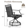 Gartenstühle 360° drehbar 2er Set Terrassenstühle mit schnell trocknendem Stoff Schwarz 65 x 61 x 90 cm