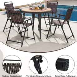 Gartenstühle 2er Set Klappstühle mit Sitz und Rückenlehne aus PP wetterfeste Balkonstühle bis 180 kg belastbar Kaffee