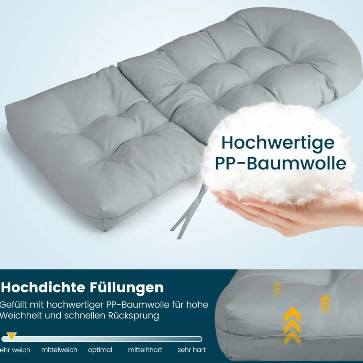 Gartenstuhlauflagen Hochlehner 125 x 59 x 10 cm Stuhlkissen Grau