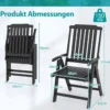 Gartenstuhl klappbar Hochlehner Klappstuhl aus Kunststoff wetterfester Balkonstuhl in Holzoptik Terrassenstuhl bis 150 kg belastbar Schwarz