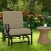 Gartenstuhl mit Schaukelfunktion & Weich Gepolstertem Kissen Schaukelstuhl Braun