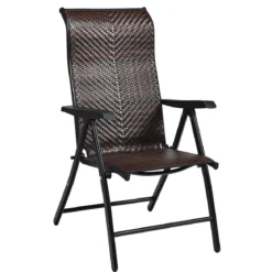 Gartenstuhl Polyrattan Klappstuhl mit 5-Fach Verstellbarer Rückenlehne 69 x 58 x 85 - 112 cm