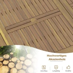 Gartentisch Akazienholz Garten Esstisch für 8 Personen Rechteckiger Terrassentisch 200 x 90 x 75 cm