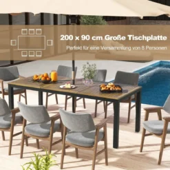 Gartentisch Akazienholz Garten Esstisch für 8 Personen Rechteckiger Terrassentisch 200 x 90 x 75 cm