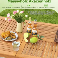 Gartentisch Akazienholz 170 x 90 cm großer Terrassentisch für 6 Personen Natur