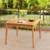 Gartentisch aus Akazienholz mit Schirmloch Terrassentisch Quadratischer Balkontisch