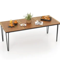 Gartentisch Biertisch mit 5cm Schirmloch Holztisch für Outdoor Hinterhof 200 x 90 x 75 cm